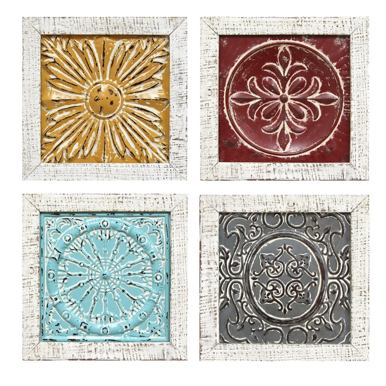 Contemporary Home Living 12" Set of 4 Accent Tile Wall Art